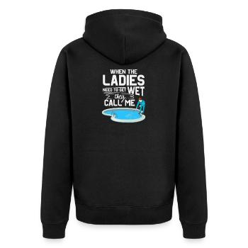 funny pool cleaner service maintance design - Unisex Premium Organic Zip Hoodie - black - Back - Nico (187cm)