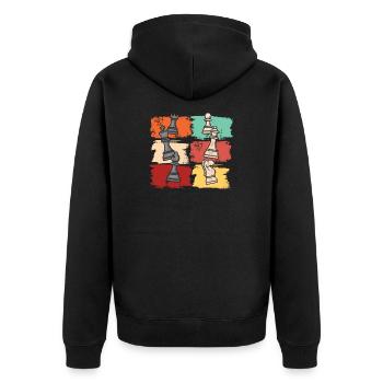 Échiquier rétro échiquier pions - Veste à capuche bio Premium Unisexe - noir - Dos - Nico (187cm)