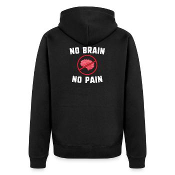 Pas de cerveau, pas de douleur - blague d'humour drôle - Veste à capuche bio Premium Unisexe - noir - Dos - Nico (187cm)