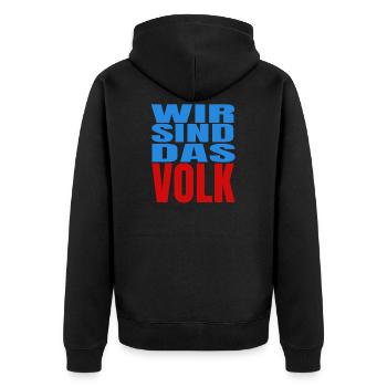 Wir sind das Volk - Unisex Premium Bio Zip Hoodie - Schwarz - Hinten - Nico (187cm)