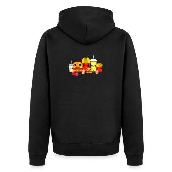 Fast food Burger Frites Kawaii - Veste à capuche bio Premium Unisexe - noir - Dos - Nico (187cm)