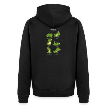 T-Rex Yoga Lustig Yoga Coach Geschenk - Unisex Premium Bio Zip Hoodie - Schwarz - Hinten - Nico (187cm)