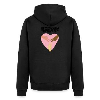 GEMEINSAM STARK GEGEN RASSISMUS - Unisex Premium Bio Zip Hoodie - Schwarz - Hinten - Nico (187cm)