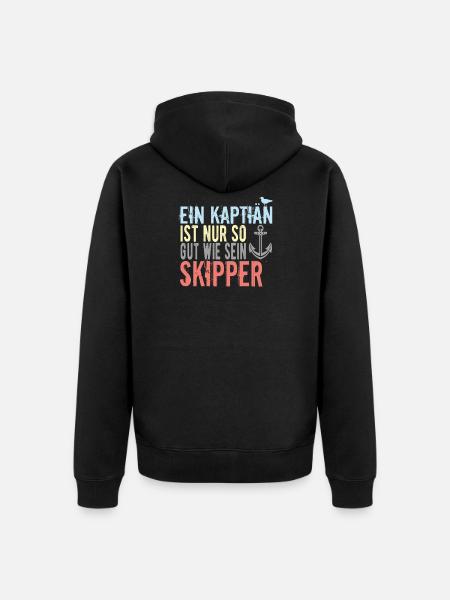 Skipper Sprüche - Unisex Premium Bio Zip Hoodie - Schwarz