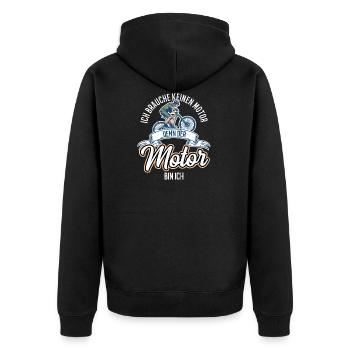 Fahrradfahrer Mountain Biker Ich bin der Motor - Unisex Premium Bio Zip Hoodie - Schwarz - Hinten - Nico (187cm)