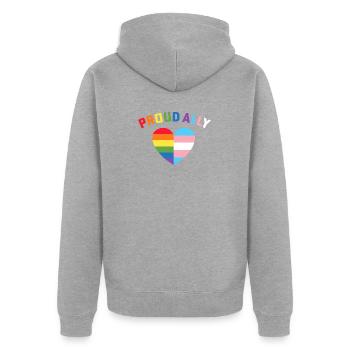 Stolzer Verbündeter LGBT Regenbogenherz - Gay Pride Monat - Unisex Premium Bio Zip Hoodie - Grau meliert - Hinten - Nico (187cm)