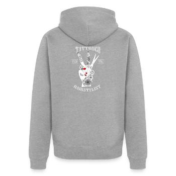 Master hairdresser - Unisex Premium Organic Zip Hoodie - heather grey - Back - Nico (187cm)