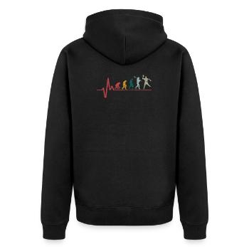 Ballon de handball rétro vintage heartbeat evolution - Veste à capuche bio Premium Unisexe - noir - Dos - Nico (187cm)