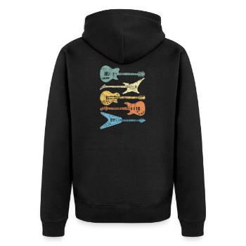 Gitarren Rocks Retro Bunt guitarist Musiker Gitarr - Unisex Premium Bio Zip Hoodie - Schwarz - Hinten - Nico (187cm)