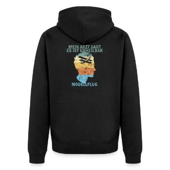 Modellflug Sport Arzt sagt unheilbar Vintage - Unisex Premium Bio Zip Hoodie - Schwarz - Hinten - Nico (187cm)