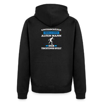 Tischtennis - Unisex Premium Bio Zip Hoodie - Schwarz - Hinten - Nico (187cm)