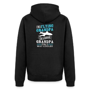 Pilot fliegender Opa - Unisex Premium Bio Zip Hoodie - Schwarz - Hinten - Nico (187cm)