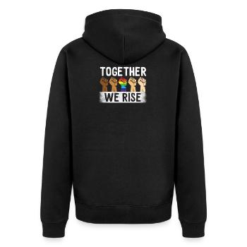 Together We Rise-Black History-Black Lives Matter - Unisex Premium Organic Zip Hoodie - black - Back - Nico (187cm)