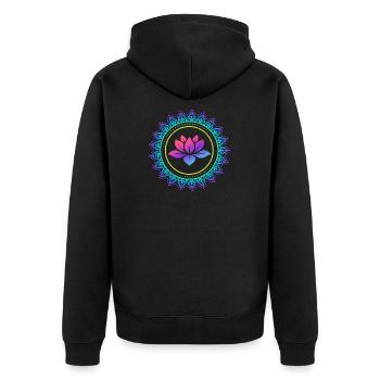 Lotusblume Yoga Pilates Entspannung Spirituell - Unisex Premium Bio Zip Hoodie - Schwarz - Hinten - Nico (187cm)