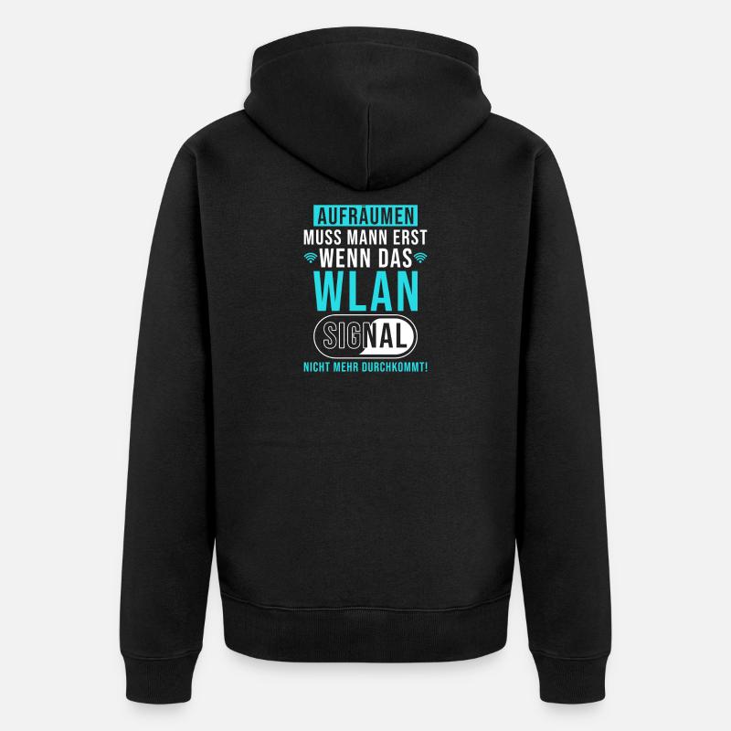Wlan Lustiger Spruch - Unisex Premium Bio Zip Hoodie - Schwarz