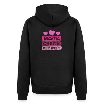Beste Chefin der Welt - Unisex Premium Bio Zip Hoodie - Schwarz - Hinten - Nico (187cm)