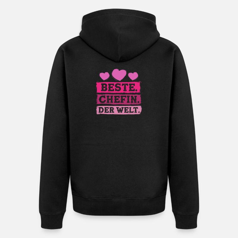 Beste Chefin der Welt - Unisex Premium Bio Zip Hoodie - Schwarz
