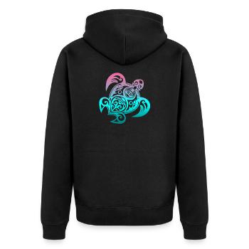 Turtle Mandala Colorful Hawaii Motif Seas - Unisex Premium Organic Zip Hoodie - black - Back - Nico (187cm)