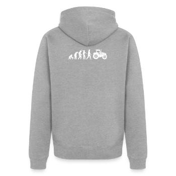 Traktor Evolution vom Affen zum Traktorfahrer - Unisex Premium Bio Zip Hoodie - Grau meliert - Hinten - Nico (187cm)