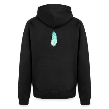 Feder - Unisex Premium Bio Zip Hoodie - Schwarz - Hinten - Nico (187cm)