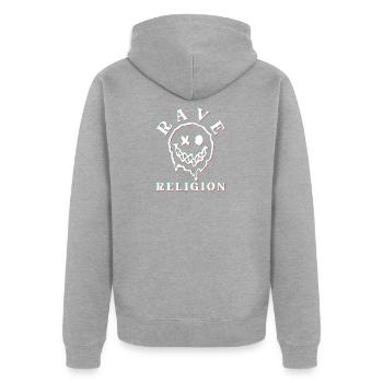 Religion Raver - Veste à capuche bio Premium Unisexe - gris chiné - Dos - Nico (187cm)