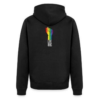 Love wins - Unisex Premium Organic Zip Hoodie - black - Back - Nico (187cm)