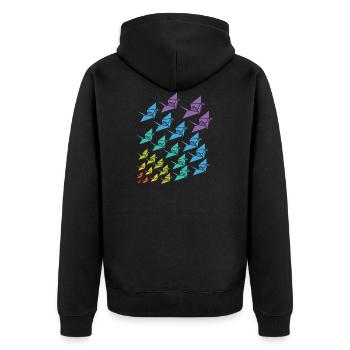 Origami crane Japanese art gift - Unisex Premium Organic Zip Hoodie - black - Back - Nico (187cm)