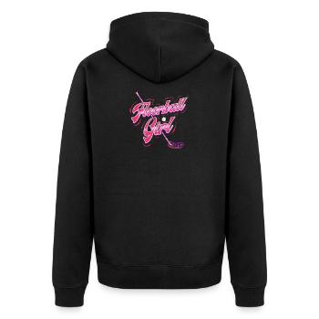 Floorball girl floorball girl player gift - Unisex Premium Organic Zip Hoodie - black - Back - Nico (187cm)