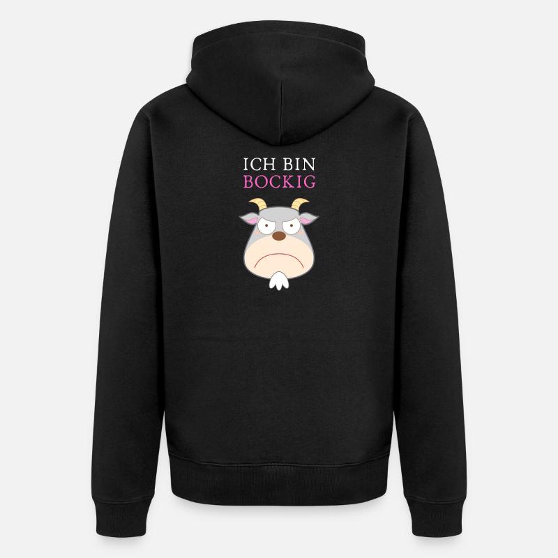 Ich bin BOCKIG! - Unisex Premium Bio Zip Hoodie - Schwarz