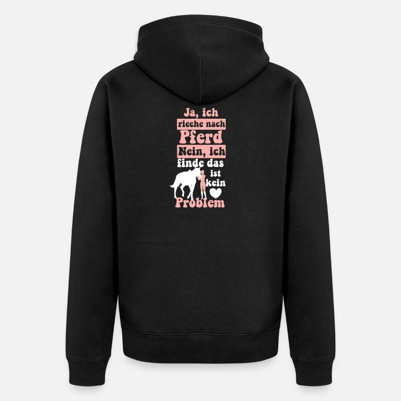Pferd Riechen - Unisex Premium Bio Zip Hoodie - Schwarz
