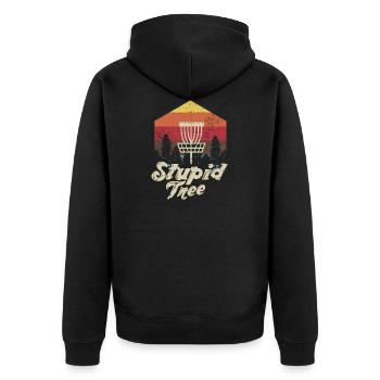 Dummes Baumscheiben-Golf-extremes Frisbee-Geschenk-Design - Unisex Premium Bio Zip Hoodie - Schwarz - Hinten - Nico (187cm)