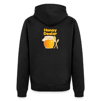 Honey Dealer - Unisex Premium Bio Zip Hoodie - Schwarz - Hinten - Nico (187cm)
