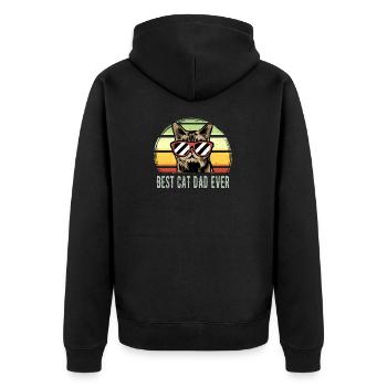 Vintage Best Cat Dad Ever Cats Father Gift - Unisex Premium Organic Zip Hoodie - black - Back - Nico (187cm)