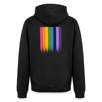 Arc-en-ciel drapeau LGBT - Veste à capuche bio Premium Unisexe - noir - Dos - Nico (187cm)
