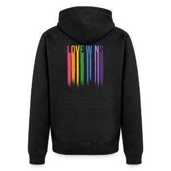 L'amour gagne l'arc-en-ciel gay LGBT - Veste à capuche bio Premium Unisexe - noir - Dos - Nico (187cm)