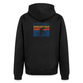 Cycling racing cyclist racing bike retro gift - Unisex Premium Organic Zip Hoodie - black - Back - Nico (187cm)