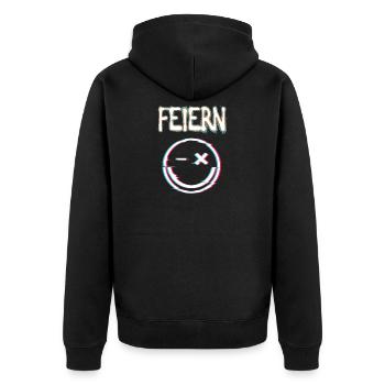 Feiern Techno Raver Rave Festival Club - Unisex Premium Bio Zip Hoodie - Schwarz - Hinten - Nico (187cm)