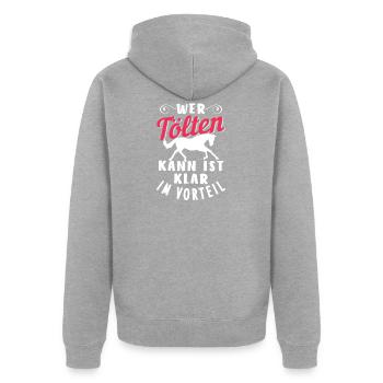 Pferd Tölten - Unisex Premium Bio Zip Hoodie - Grau meliert - Hinten - Nico (187cm)