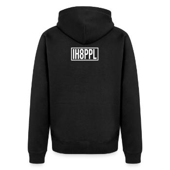 IH8PPL I hate people - Unisex Premium Organic Zip Hoodie - black - Back - Nico (187cm)
