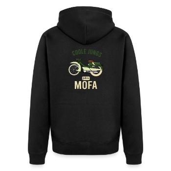 Coole Jungs fahren Mofa - Unisex Premium Bio Zip Hoodie - Schwarz - Hinten - Nico (187cm)