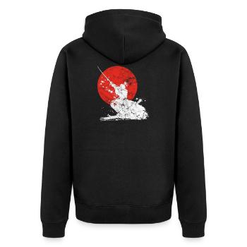 Japanese samurai warrior retro japan sun - Unisex Premium Organic Zip Hoodie - black - Back - Nico (187cm)