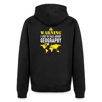 Geograf Geografie - Unisex Premium Bio Zip Hoodie - Schwarz - Hinten - Nico (187cm)