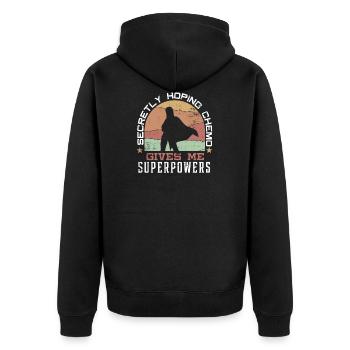 Lustige Krebshoffnung Chemo gibt mir Superkräfte - Unisex Premium Bio Zip Hoodie - Schwarz - Hinten - Nico (187cm)