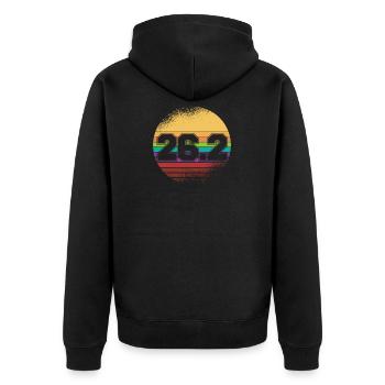 First Marathon 26.2 Marathoner Retro Runner - Unisex Premium Organic Zip Hoodie - black - Back - Nico (187cm)