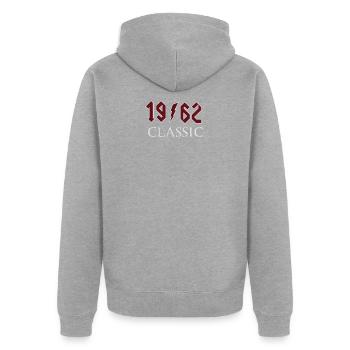 Top 1962 Geburtstag Rock Classic Geschenk Design - Unisex Premium Bio Zip Hoodie - Grau meliert - Hinten - Nico (187cm)