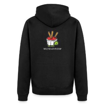 Schildkröte mit Ketchup Lustige Person Geschenk - Unisex Premium Bio Zip Hoodie - Schwarz - Hinten - Nico (187cm)