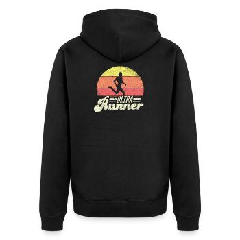 Ultra Runner Classic Retro Vintage UltraMarathon - Unisex Premium Organic Zip Hoodie - black - Back - Nico (187cm)