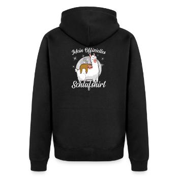 Mein offizielles Schlafshirt - Träumen Schlafen - Unisex Premium Bio Zip Hoodie - Schwarz - Hinten - Nico (187cm)