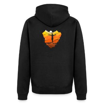 Slackline slacken Slacklining Seiltanzen Sunset - Unisex Premium Bio Zip Hoodie - Schwarz - Hinten - Nico (187cm)