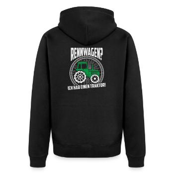 Rennwagen Traktor Bauer Landwirt Landmaschine - Unisex Premium Bio Zip Hoodie - Schwarz - Hinten - Nico (187cm)